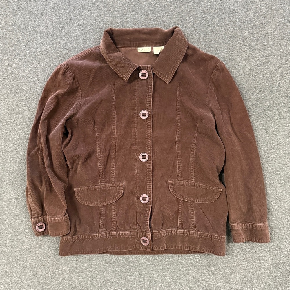 Y2K Rubbish Corduroy Button Up Jacket Womens Medium Brown Good Cotton Utility